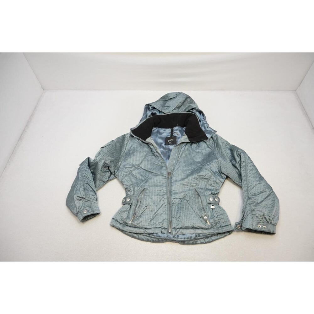 VTG NILS Hooded Ski Jacket Full Zip‎ Winter Insulated Shiny Womens 8 Petite
